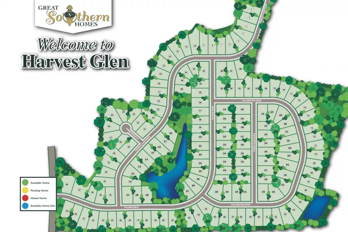 Harvest Glen Illustrated Site Map by Great Southern Homes